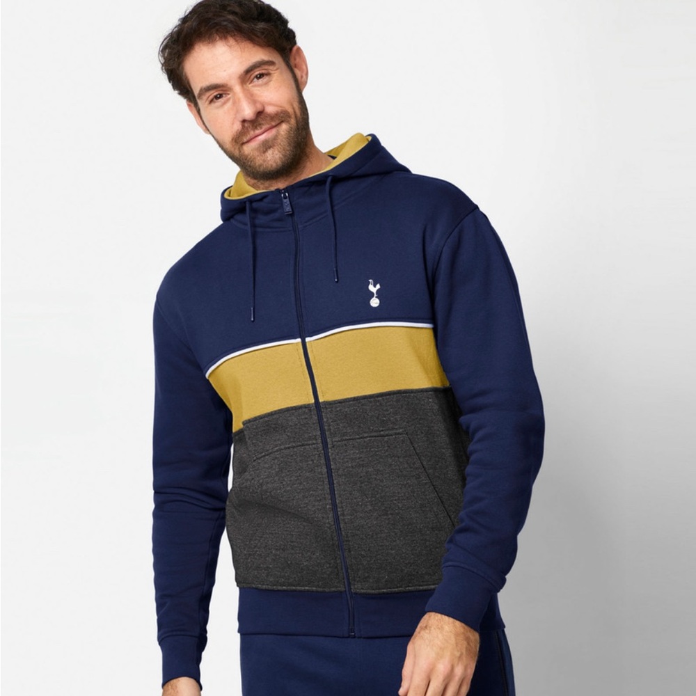 Tottenham HotSpurs Mens Color Block Full Zip Hoodie Mens XL EPL Futbol Soccer - Picture 2 of 14
